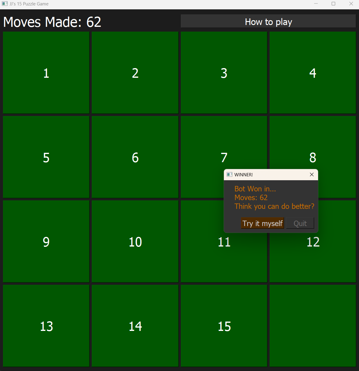 AI Puzzle Game — A* search 15-puzzle solver, screenshot 2 of 2