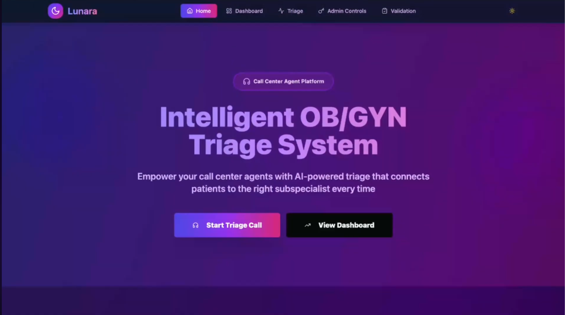 Lunara — AI-powered healthcare triage system, screenshot 1 of 8