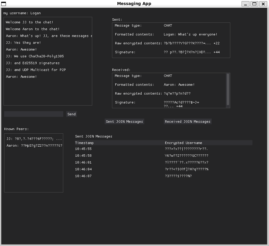 Encrypted P2P Chatroom — end-to-end encrypted peer-to-peer chat app, screenshot 3 of 3