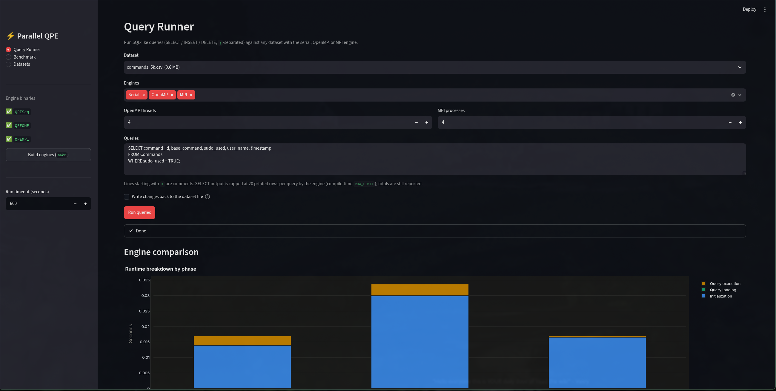Parallel Query Processing System — Distributed system that optimizes SQL query execution across multiple nodes, screenshot 1 of 5
